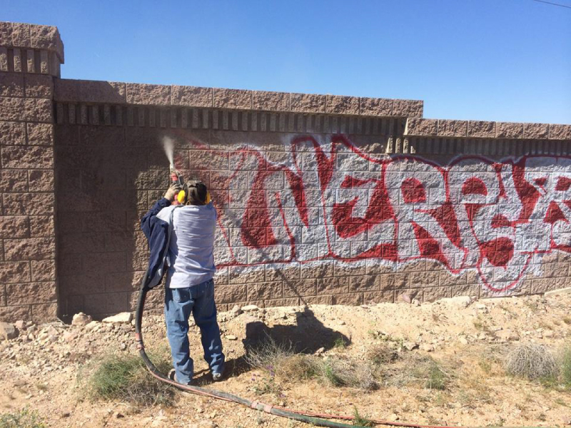 Dustless blasting deals graffiti removal